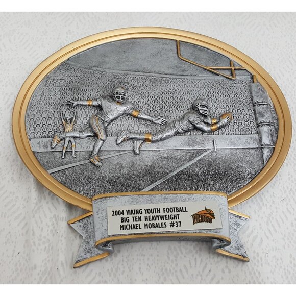 Football Sports Trophy Parts Plaques Lot 3 Male Player Topper Marble Plastic - Picture 3 of 6